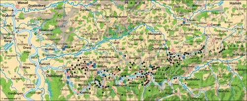 Diercke Weltatlas - Kartenansicht - Ruhrgebiet um 1840