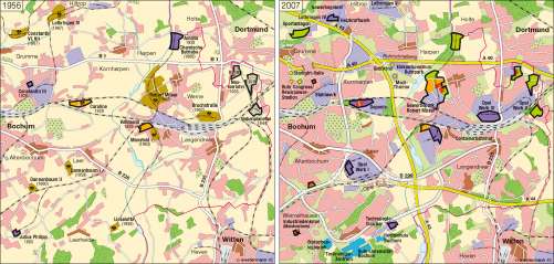 Diercke Weltatlas Kartenansicht Bochum Strukturwandel 1956 07