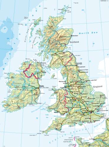 Maps British Isles Physical Map Diercke International Atlas