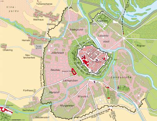 Maps Vienna Austria Imperial Residence City Circa 1850 Diercke International Atlas