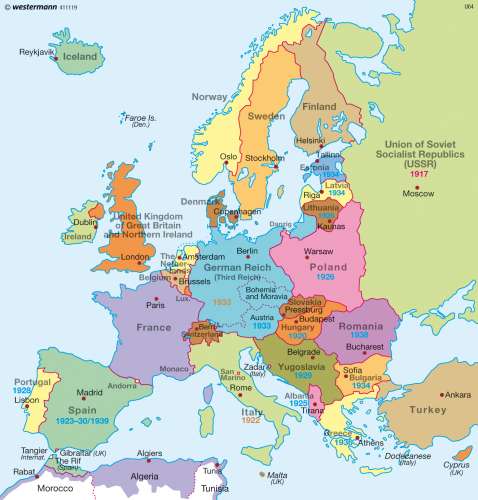 world war 2 map of europe Maps Europe Before World War Two 1939 Diercke International world war 2 map of europe