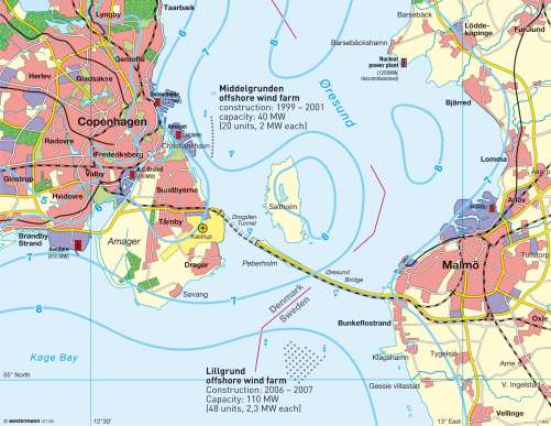 Maps - Öresund – Offshore wind farms - Diercke International Atlas