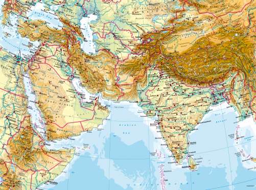 Physical Map Of South Asia