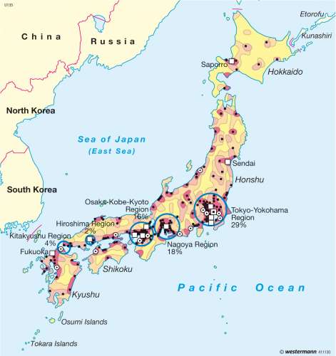 Maps Japan Population Diercke International Atlas