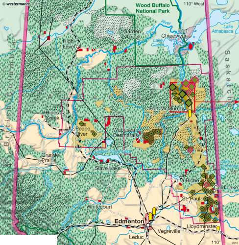Diercke Karte Athabasca (Alberta/Canada) Landscape change and CO2 emission from oil sands extraction