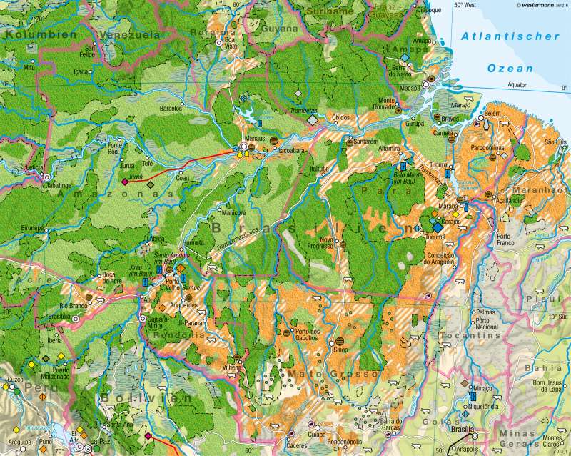 Diercke Weltatlas - Kartenansicht - Amazonien - Eingriff in den