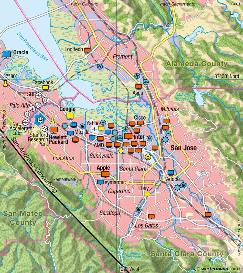 Diercke Weltatlas - Kartenansicht - Silicon Valley (Kalifornien