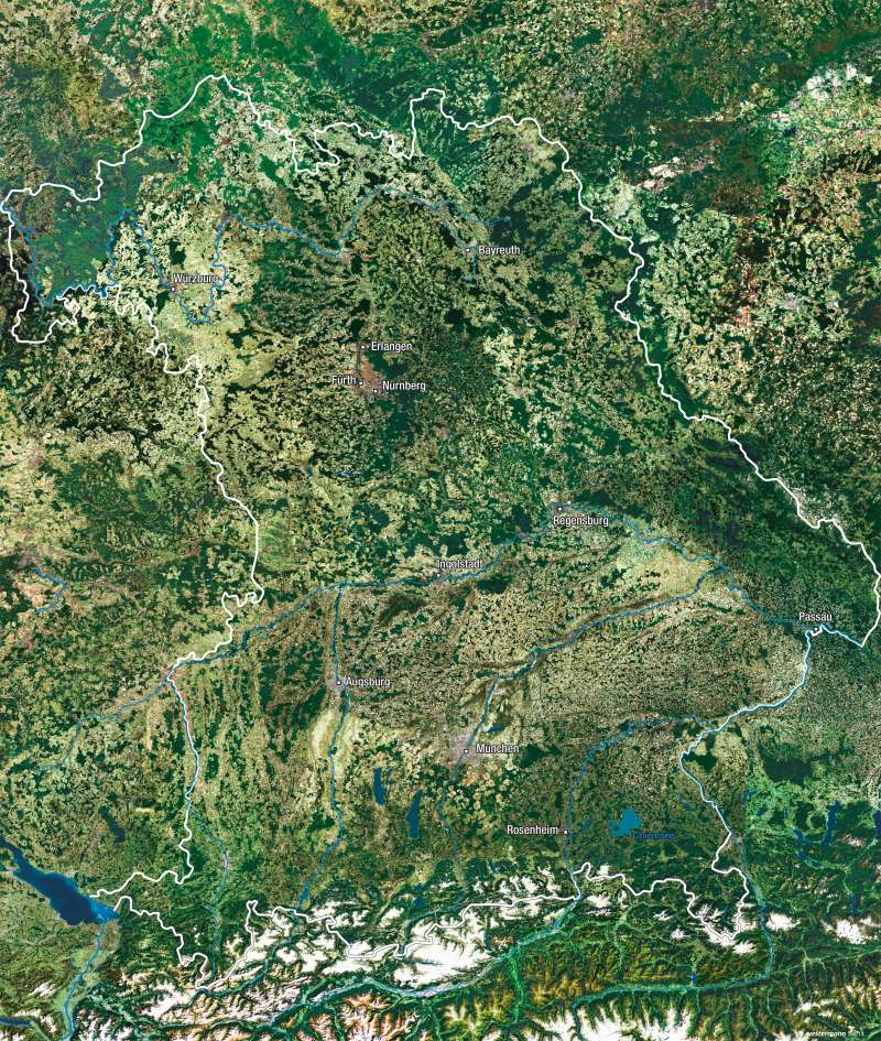 Diercke Weltatlas - Kartenansicht - Bayern - Satellitenbild - 978-3-14