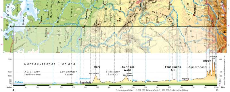 Diercke Weltatlas - Kartenansicht - - Zeichnen eines Höhenprofils - 978 Diercke Weltatlas - Kartenansicht - - Zeichnen eines Höhenprofils - 978