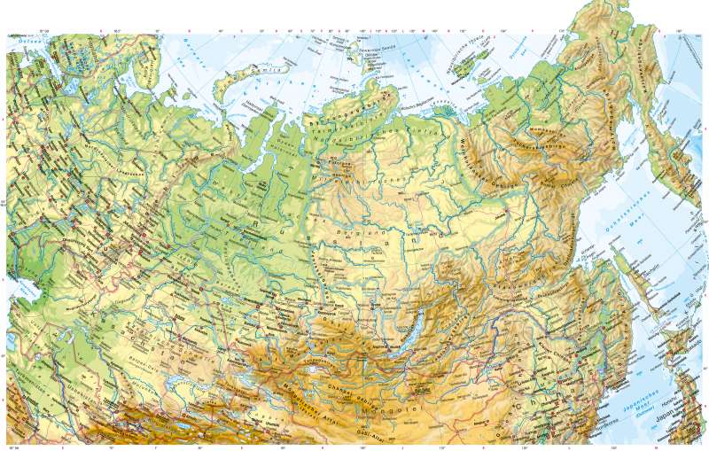 Diercke Weltatlas - Kartenansicht - Nordasien - Physische Karte - 978-3