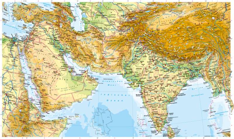 Diercke Weltatlas Kartenansicht West Und Südasien Physische Karte 978 3 14 100800 5 4819