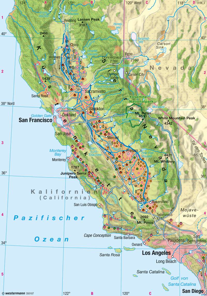 Diercke Weltatlas - Kartenansicht - Kalifornien - Landwirtschaft - 978
