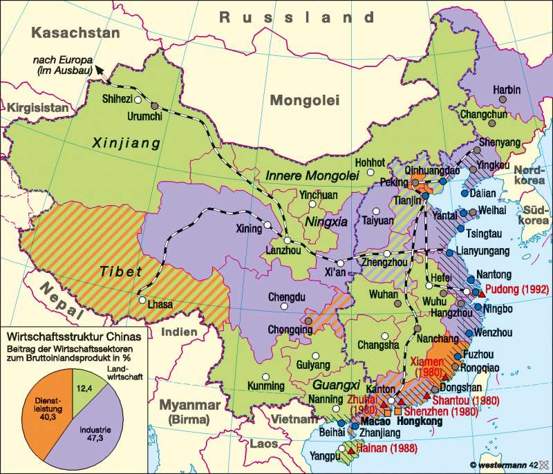Diercke Weltatlas - Kartenansicht - China - Raumentwicklung seit 1980