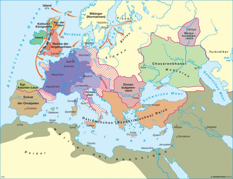 Diercke Weltatlas - Kartenansicht - Europa am Ende der Herrschaft Karls des Großen um 814 