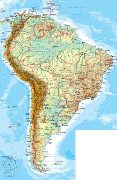 Diercke Weltatlas - Kartenansicht - Südamerika - physisch - 978-3-14