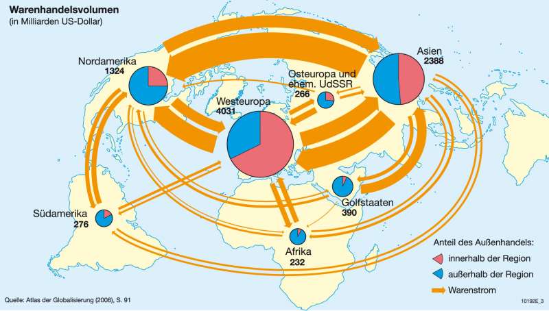 Diercke Weltatlas - Kartenansicht - Welthandel nach Ländern und Warengruppen (2005) - - 100750 