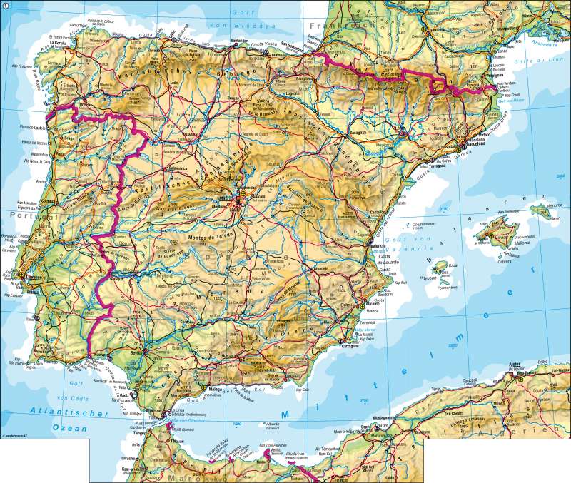 Diercke Weltatlas - Kartenansicht - Iberische Halbinsel - physisch