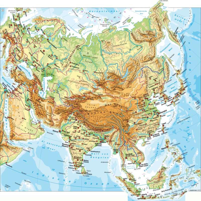 Asien Landkarte Deutsch