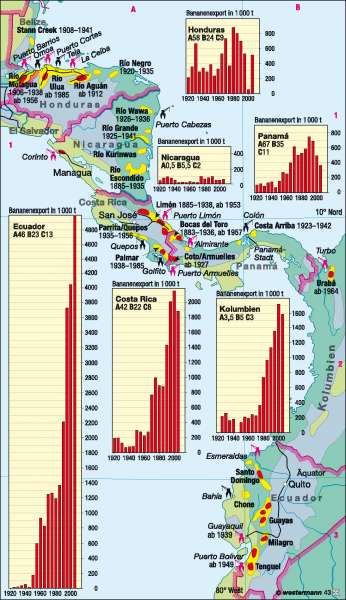 Diercke Weltatlas - Kartenansicht - Mittelamerika - Bananenanbau - 978