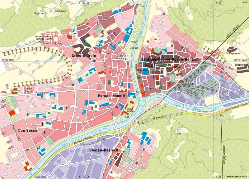 Diercke Weltatlas - Kartenansicht - Bozen - Stadtentwicklung