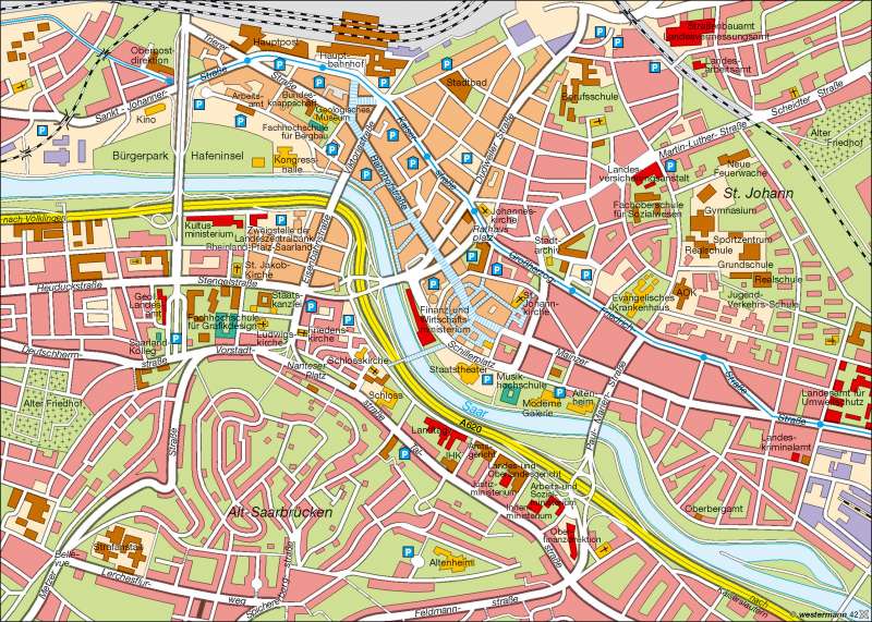 Diercke Weltatlas - Kartenansicht - Landeshauptstadt Saarbrücken