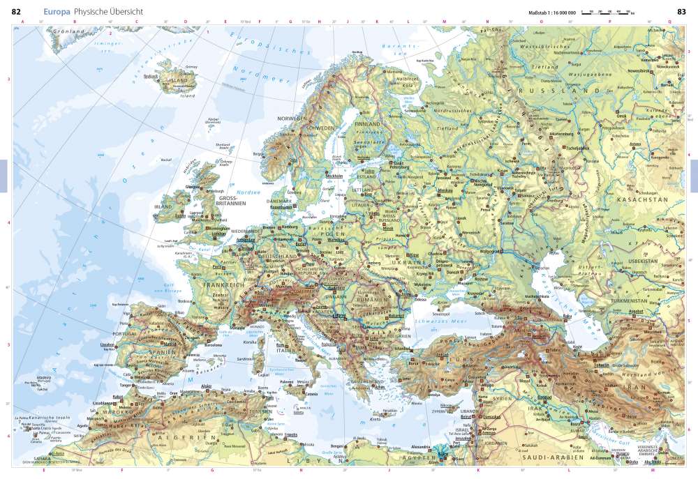 Topographische Karte Europa | Karte