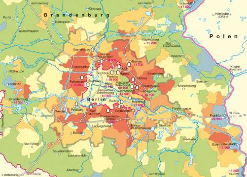 Diercke Karte Berlin und mittleres Brandenburg – Bevölkerungsentwicklung 1990-2009