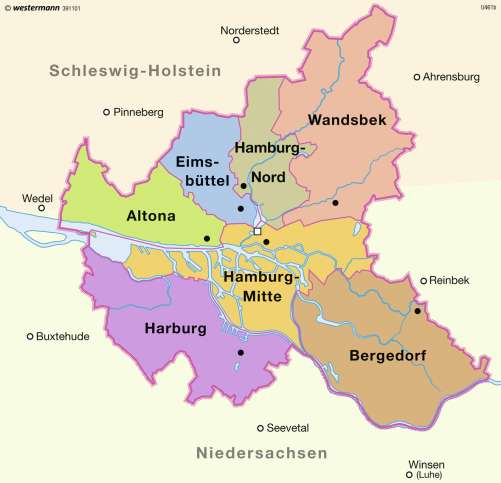 Diercke Karte Hamburg - Bezirke