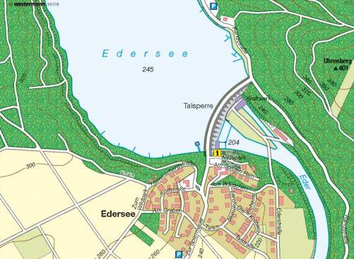 Diercke Karte Edersee - Bodennutzung und Tourismus