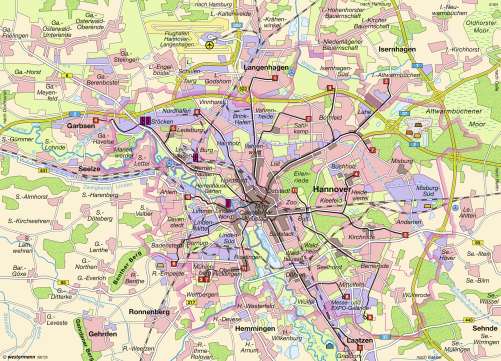 Diercke Karte Landeshauptstadt Hannover - Stadtstrukturen