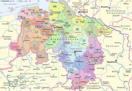Diercke Karte Niedersachsen - Verwaltungsgliederung heute