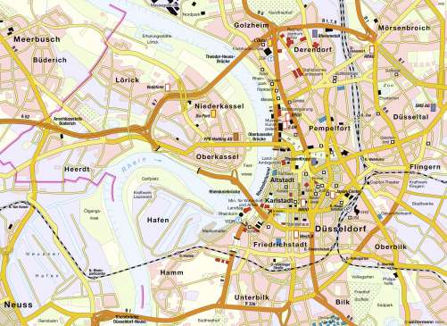 Diercke Karte Düsseldorf - Innere Stadt / Funktionen eines Oberzentrums