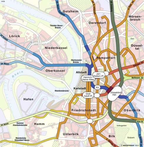 Diercke Karte Düsseldorf - Fahrgastaufkommen Schienennahverkehr
