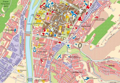 Diercke Karte Trier heute - Innenstadt