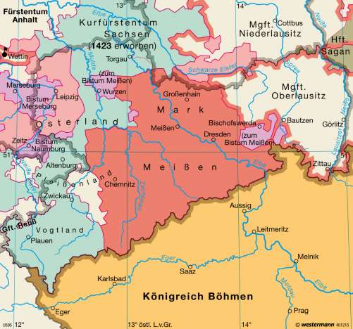 Diercke Karte Kurfürstentum Sachsen im 15. Jahrhundert