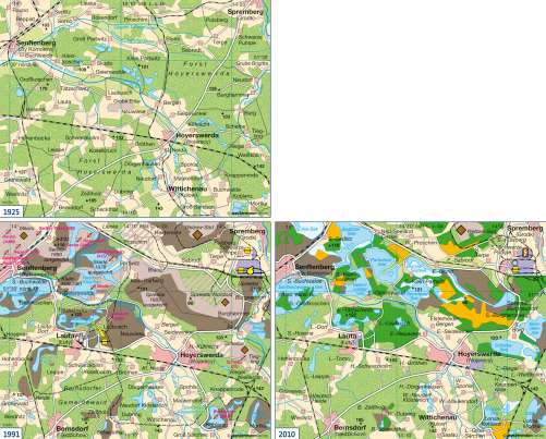 Diercke Karte Braunkohlenrevier Niederlausitz – Landschaftswandel