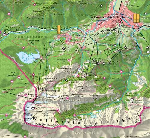 Diercke Karte Bergtourismus im Wettersteingebirge