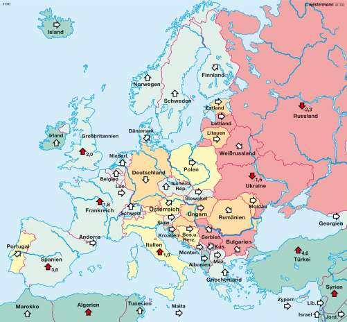 Diercke Karte Europa – Bevölkerungsveränderung