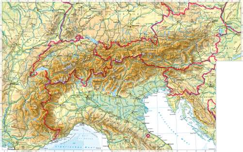 Diercke Karte Alpenländer – physisch