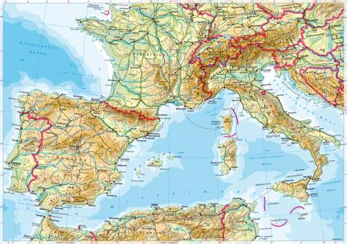 Diercke Karte Südwesteuropa – physisch