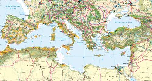 Diercke Karte Südliches Europa (Mittelmeerraum) – Wirtschaft und Tourismus