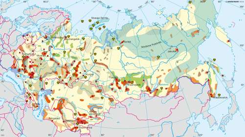 Diercke Karte Russland / Zentralasien – Umweltschäden und -gefahren