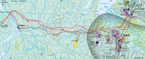 Diercke Karte Norilsk – Nickelabbau unter subpolaren Bedingungen