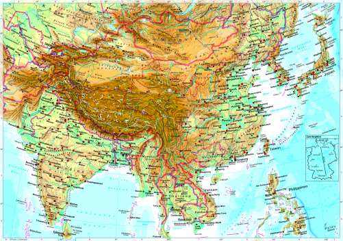 Diercke Karte Südasien und Ostasien – physisch