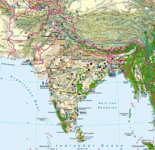 Diercke Karte Südasien – Wirtschaft