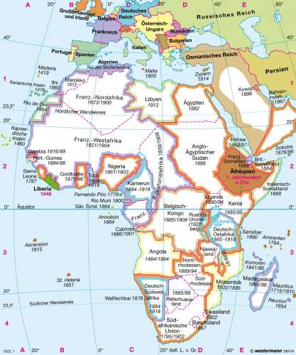 Diercke Karte Afrika 1914/1918