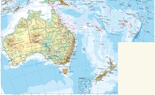 Diercke Karte Australien und Neuseeland – physische Übersicht