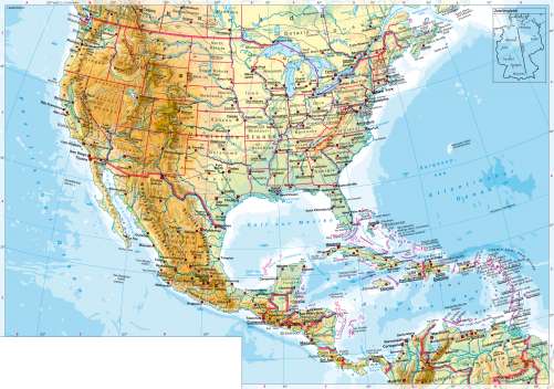 Diercke Karte Nord- und Mittelamerika – physisch