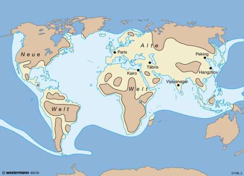 Diercke Karte Bekannte Welt aus europäischer Sicht um 1500 n.Chr.