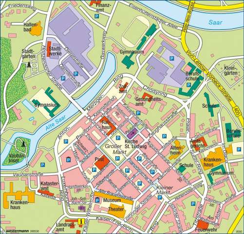 Diercke Karte Saarlouis - Innenstadt im Stadtplan